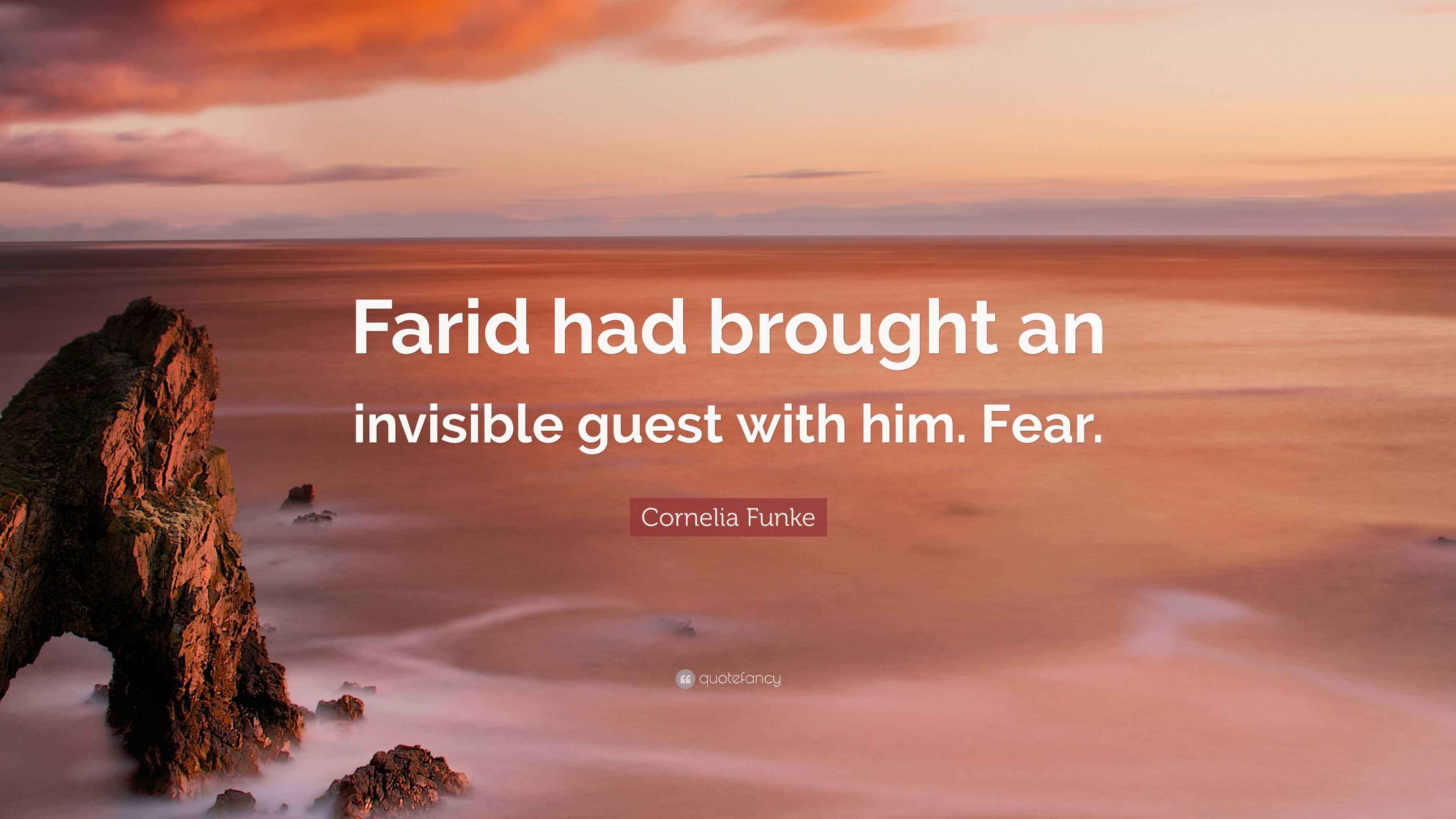3840x2160 Cornelia Funke Quote: “Farid had brought an invisible guest with him. Fear.”
