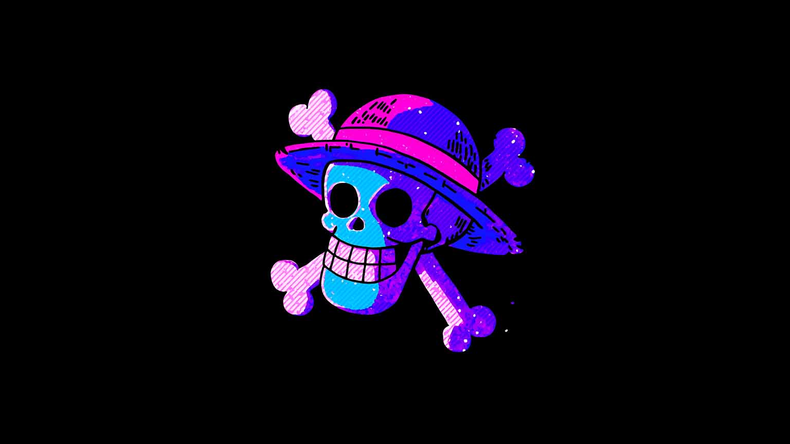 1536x864 One Piece Jolly Roger Neon Galaxy Skull Desktop Wallpaper