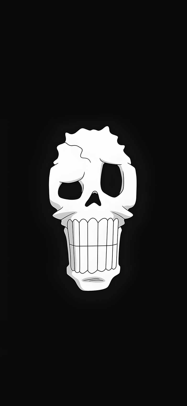 782x1692 One Piece Brook White Skull Logo Minimal Wallpaper iPhone HD