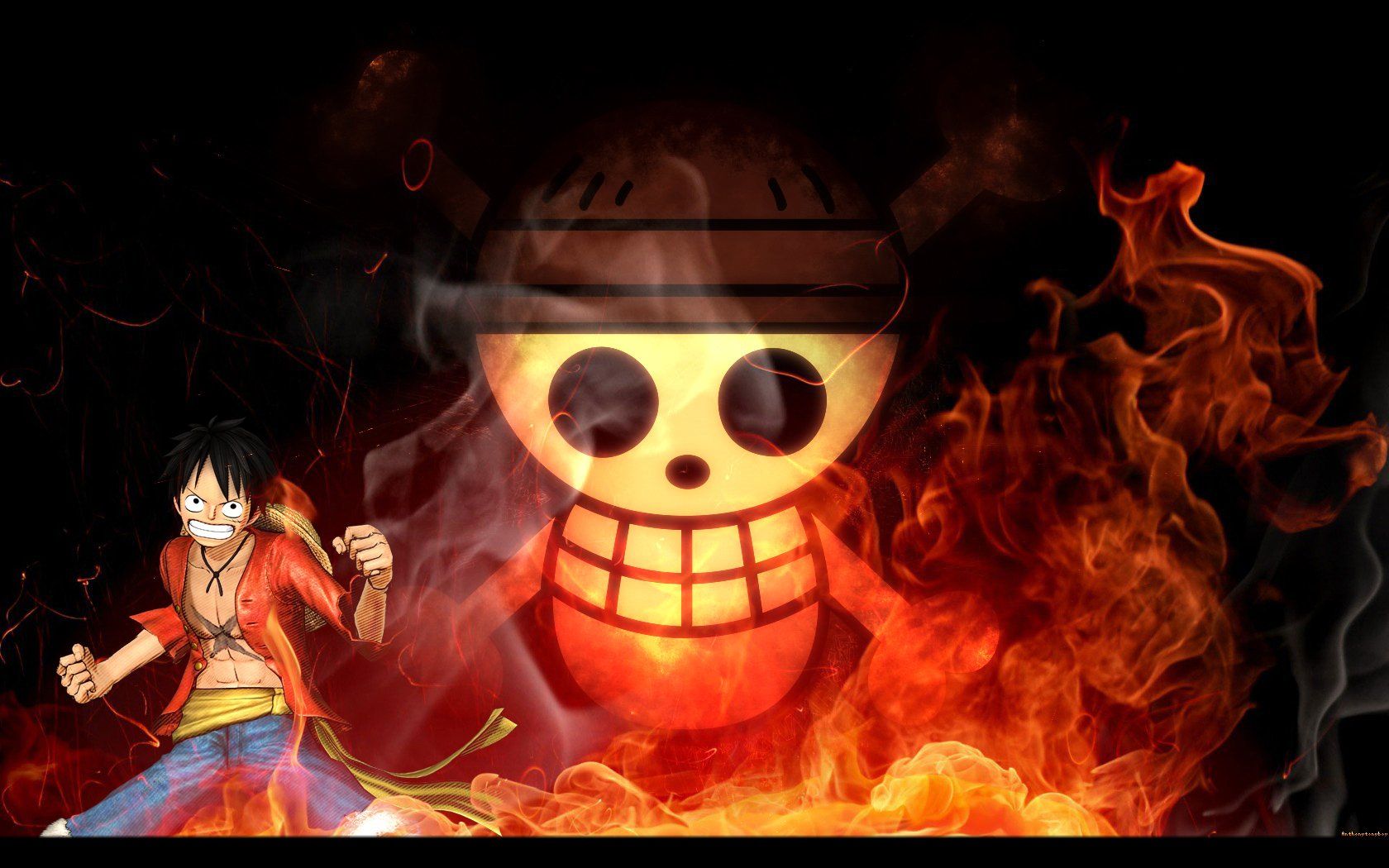 1680x1050 One Piece: Fire Luffy