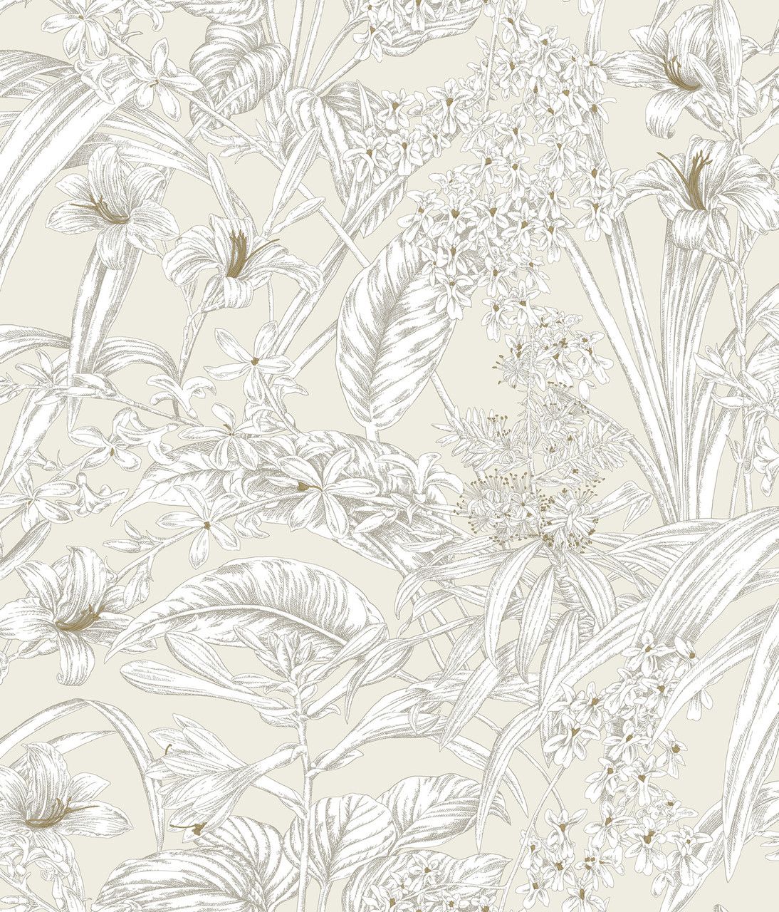 1094x1280 Orchid Conservatory Toile Beige & Taupe Wallpaper