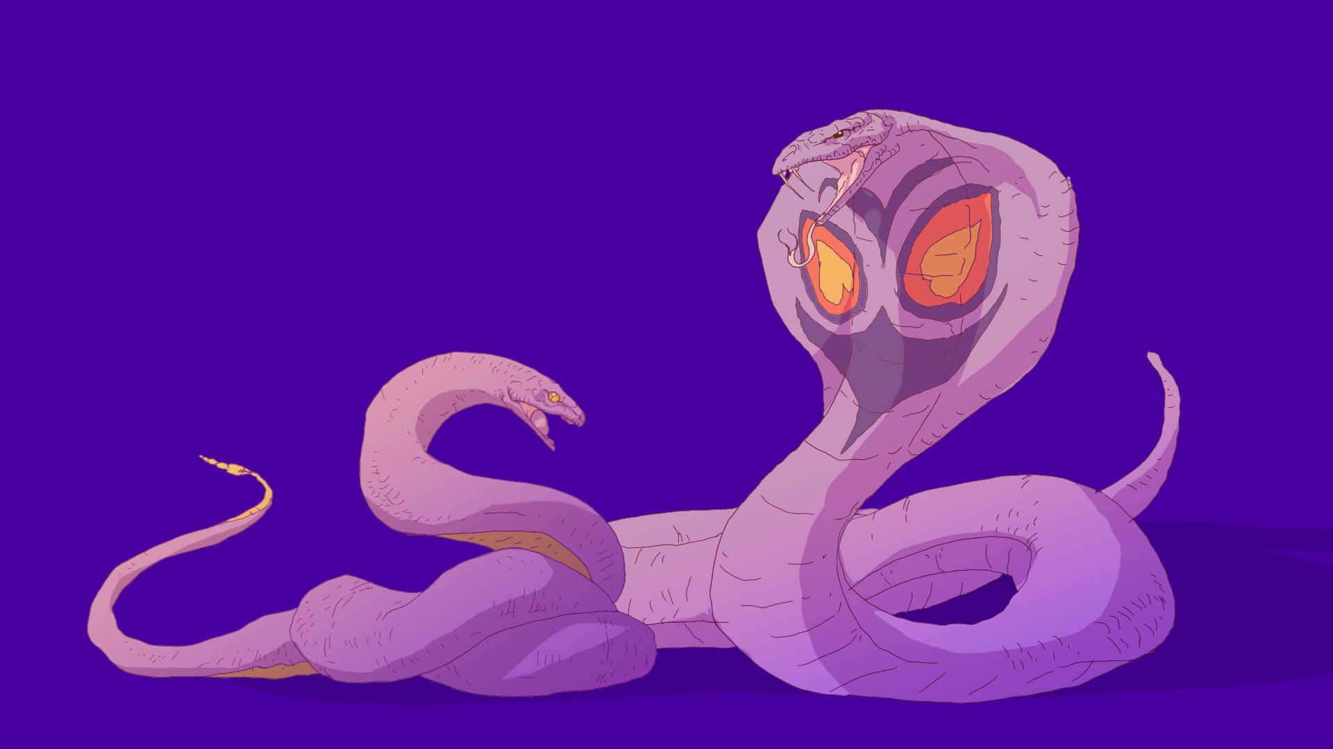 1920x1080 Download Ekans And Arbok On Bluish Purple Background Wallpaper