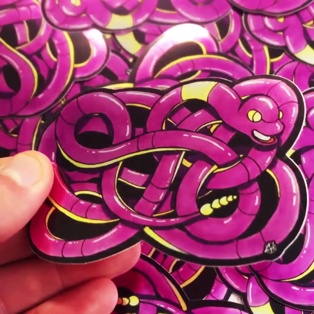 1080x1080 Metallic Ekans Pokemon Sticker, Twisted Toons Art