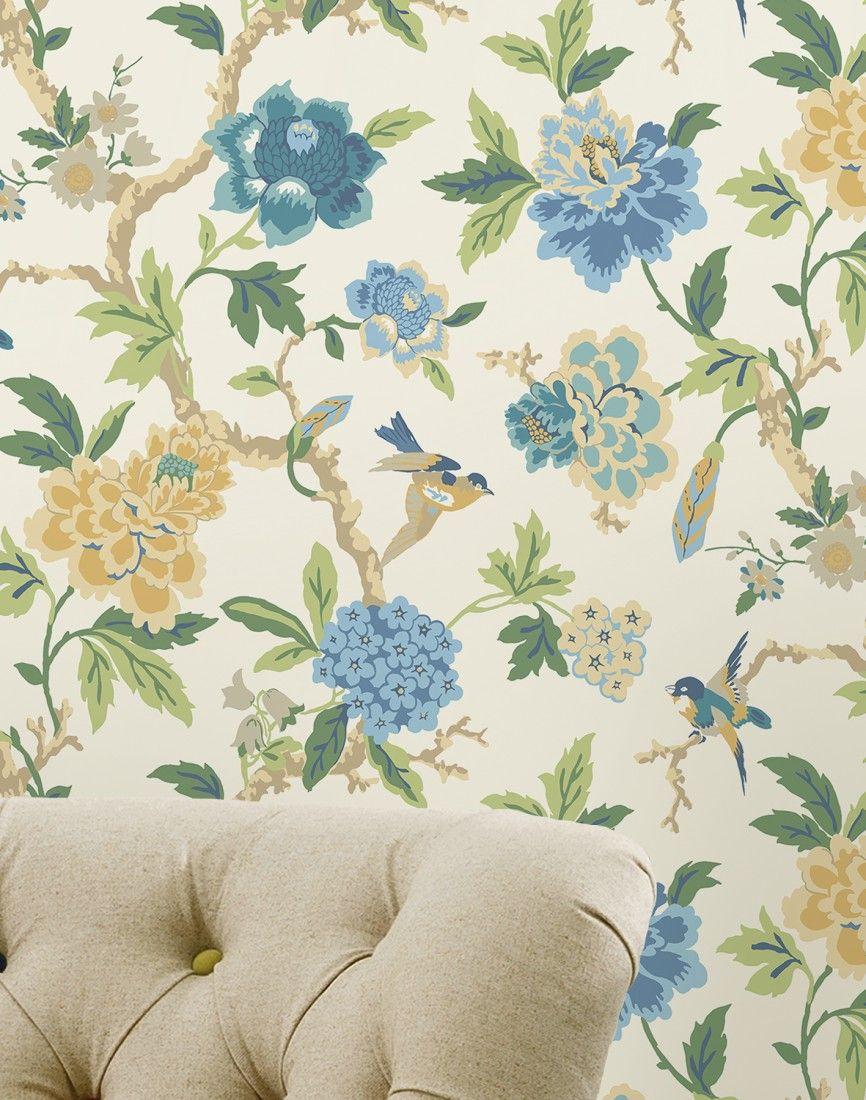 866x1100 Wallpaper Sloana Cream, Beige, Yellow, Green, Light blue, Light