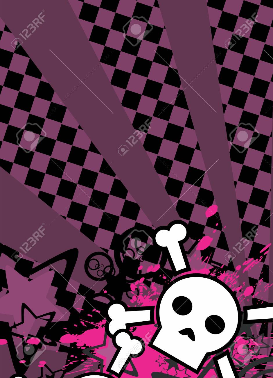 940x1300 Emo Style Cartoon Skull And Stars Cel Phone Wallpaper Background In Vector Format Royalty Free SVG, Clipart, Vectors, and Stock Illustration. Image 150646747
