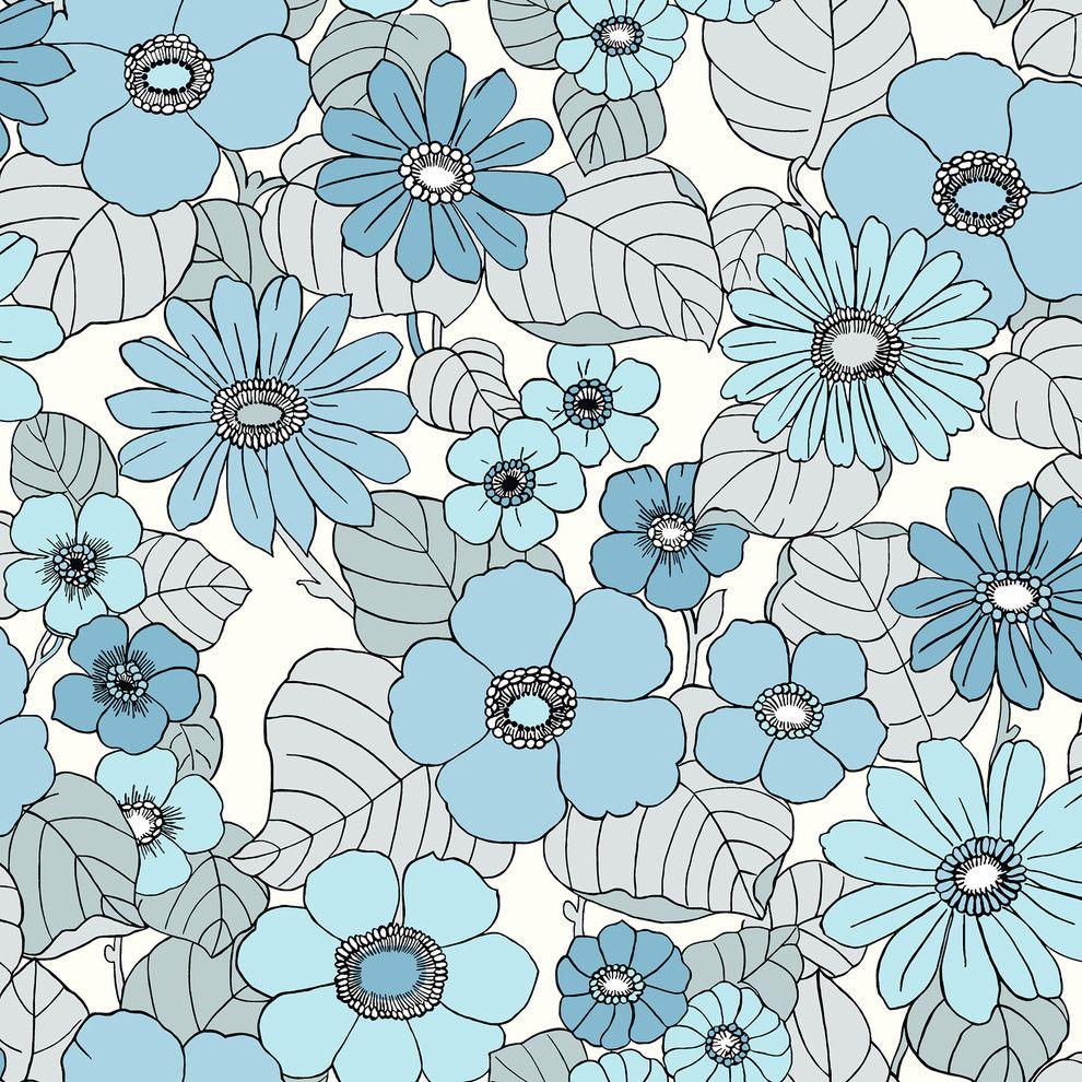 990x990 Light Blue Floral Burst Wallpaper