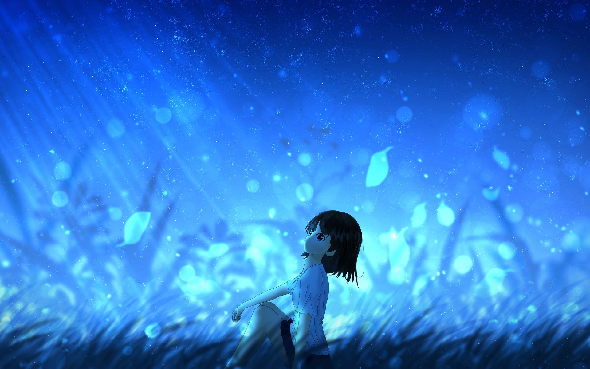 1920x1200 Download wallpaper 1920x1200 anime, girl, leaves, wind widescreen 16:10 HD background