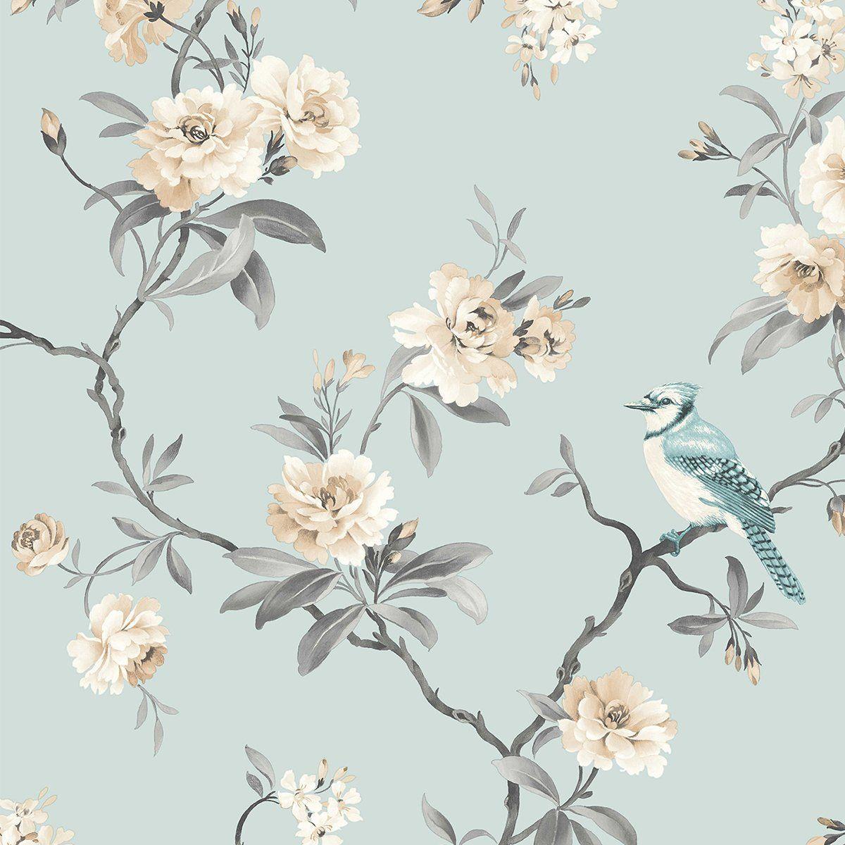 1200x1200 Chinoiserie Blue Floral Wallpaper. Blue floral wallpaper, Floral
