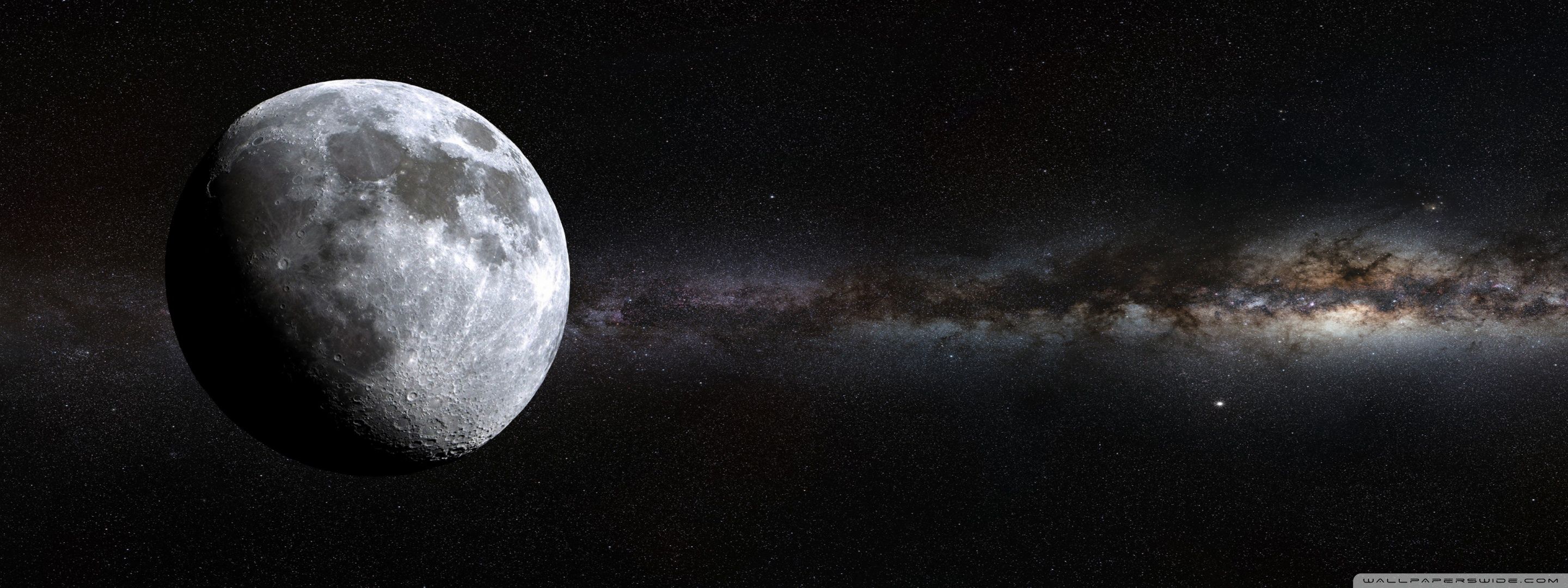 2880x1080 Deep Space Moon 4K UHD Wallpaper for UltraHD Desktop and TV : Widescreen and UltraWide Display : Dual Monitor : Smartphone and Tablet Devices