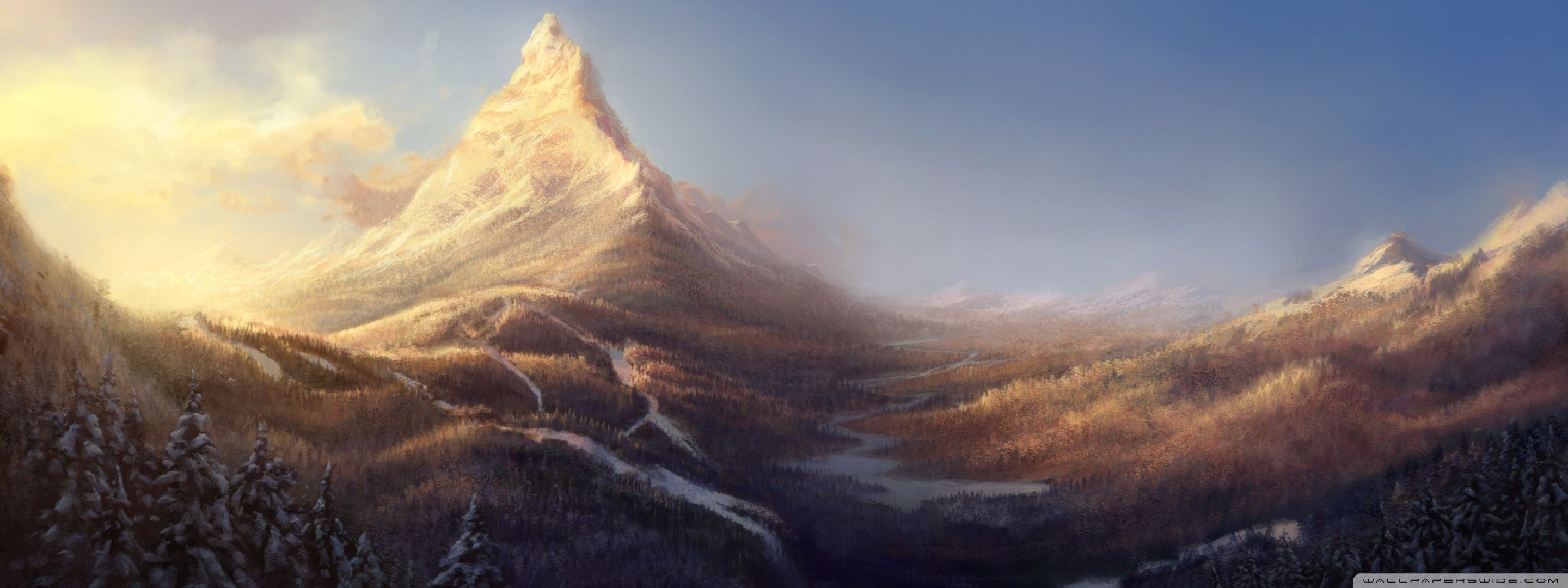 2880x1080 Mountain Peak 4K UHD Wallpaper for UltraHD Desktop and TV : Dual Monitor : Smartphone and Tablet Devices
