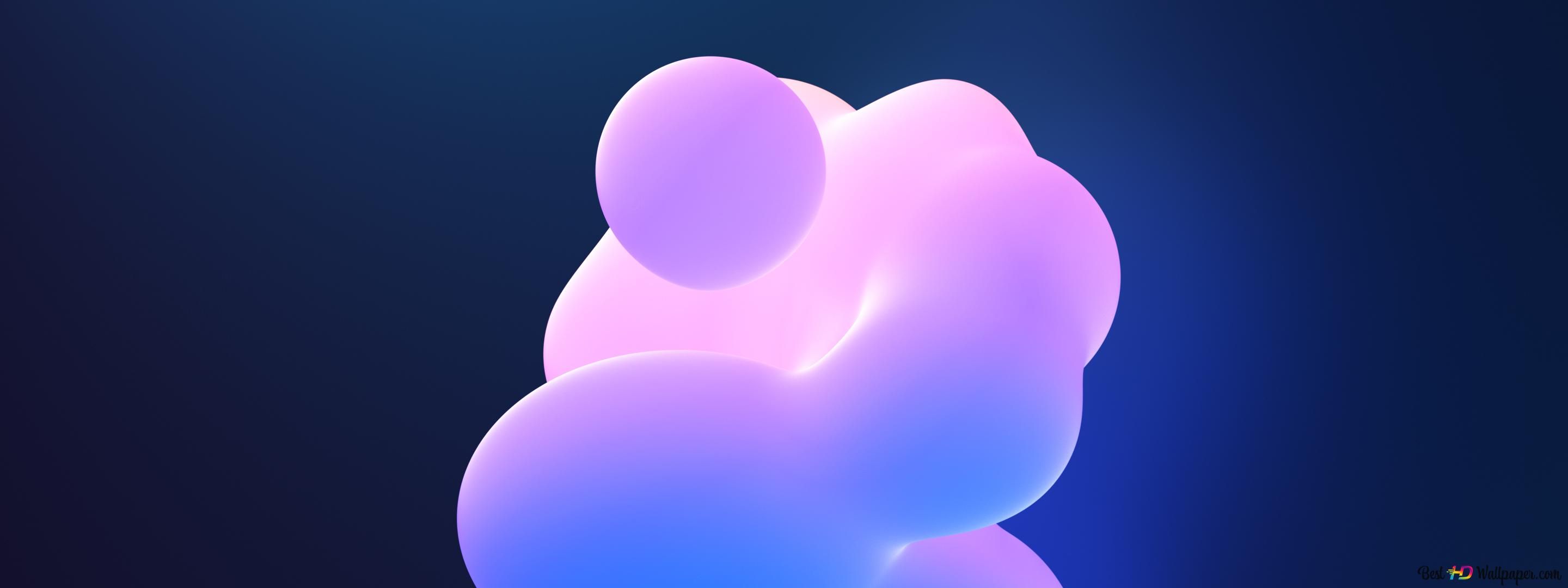 2880x1080 Fluid bubbles 2K wallpaper download