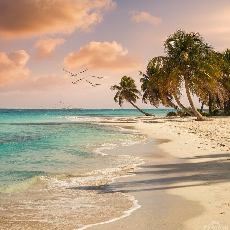 900x900 a serene beach scene with crystal clear turquoise by badryano Wall Art