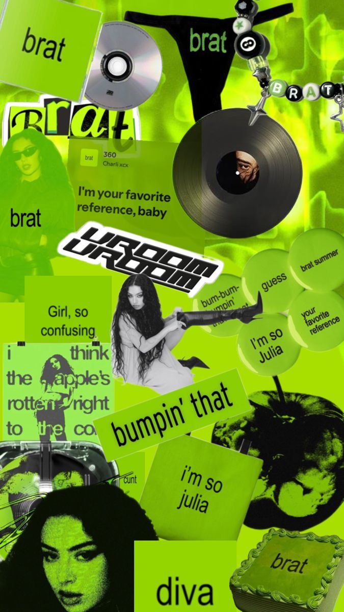 675x1200 Charli xcx brat theme wallpaper collage