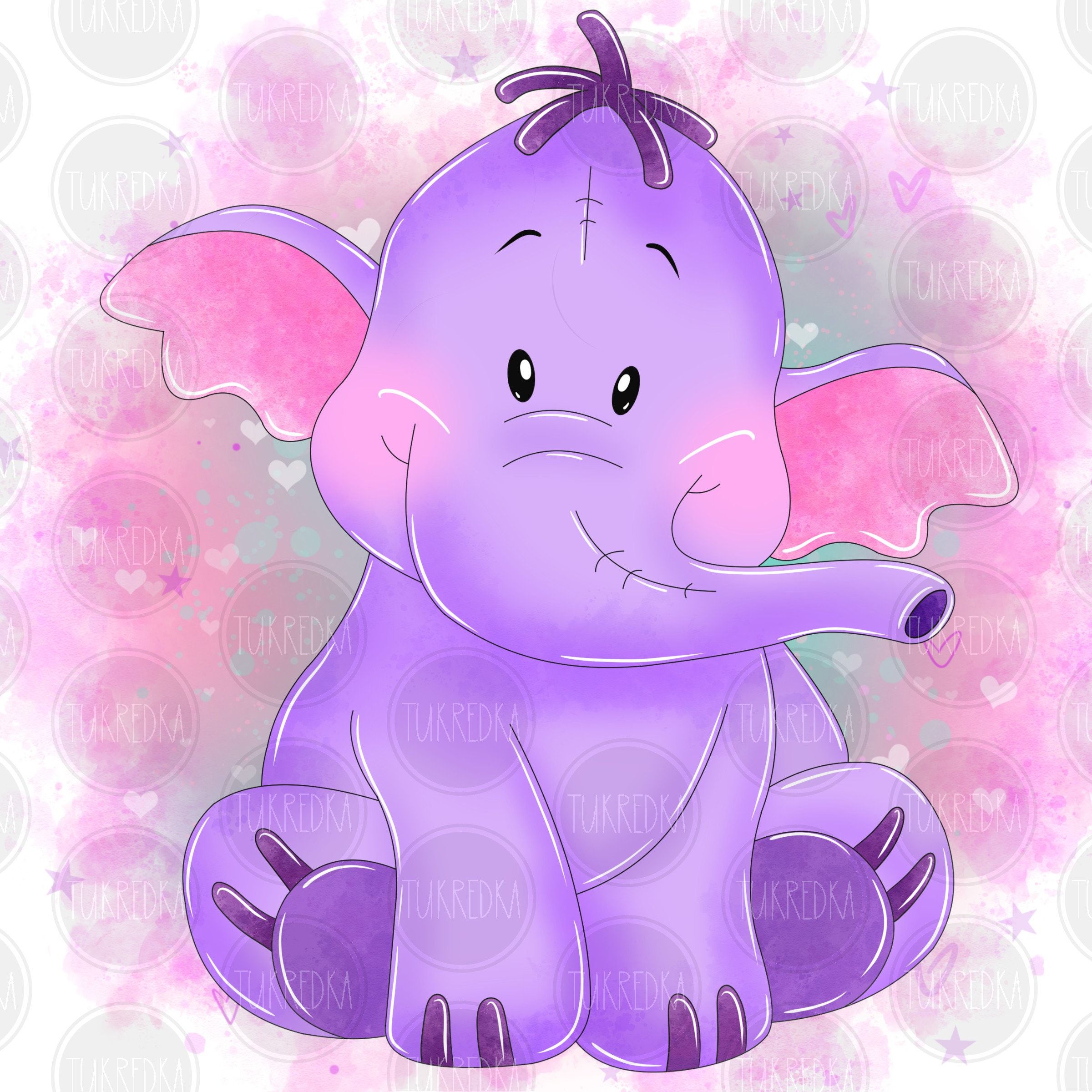 2400x2400 Heffalump Winnie the Pooh, Poohs Heffalump Cute Clip Art PNG, Cartoon Clipart Sublimation PNG Cartoon Art for Scrapbooking & Crafts
