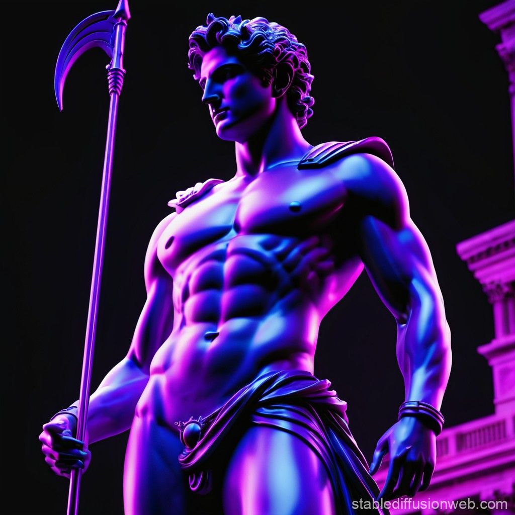 1024x1024 Greek Apollo Statue on Dark Background. Stable Diffusion Online