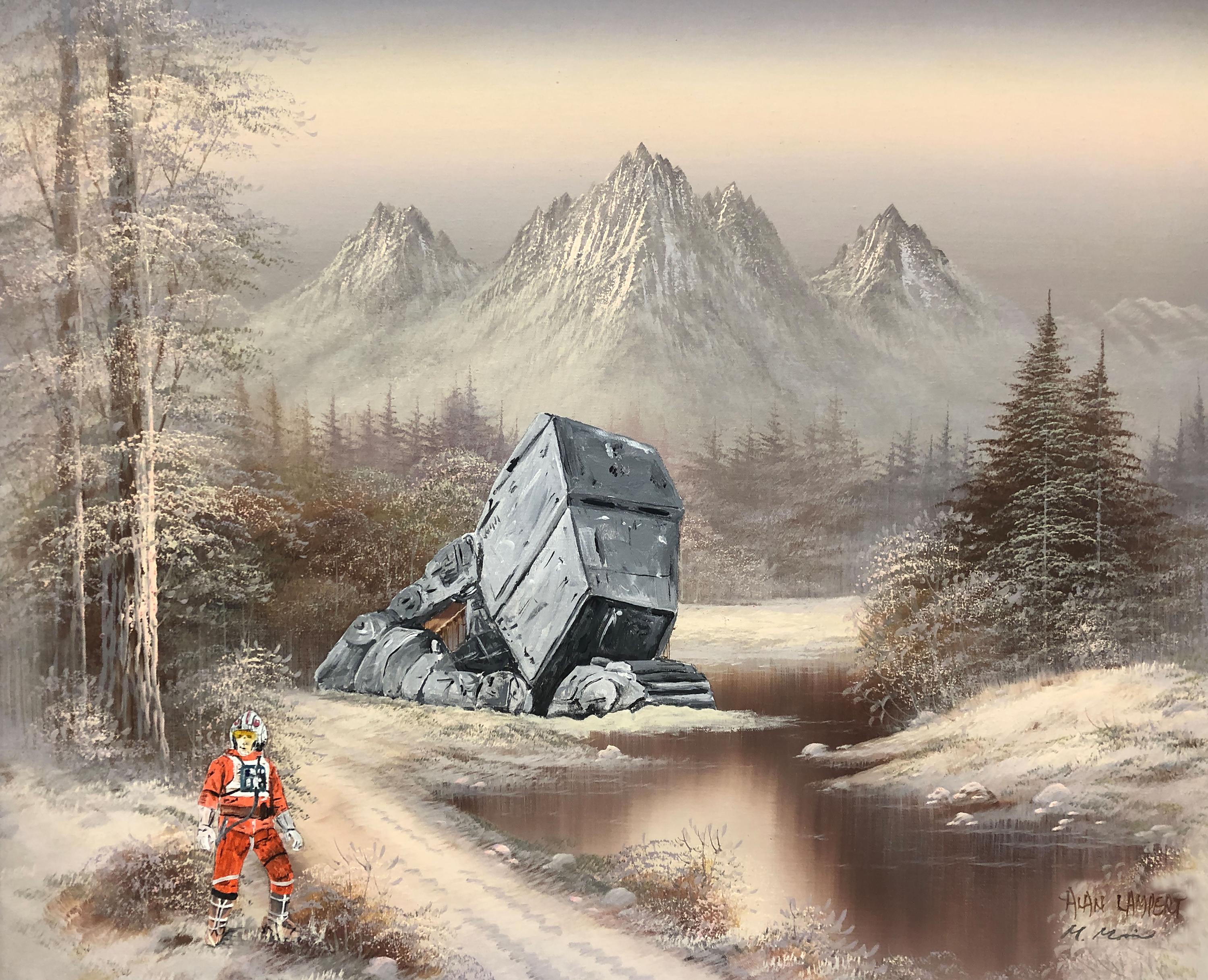 3000x2435 Upcycled Star Wars Art Print: Crashed AT AT Walker, Hoth Landscape
