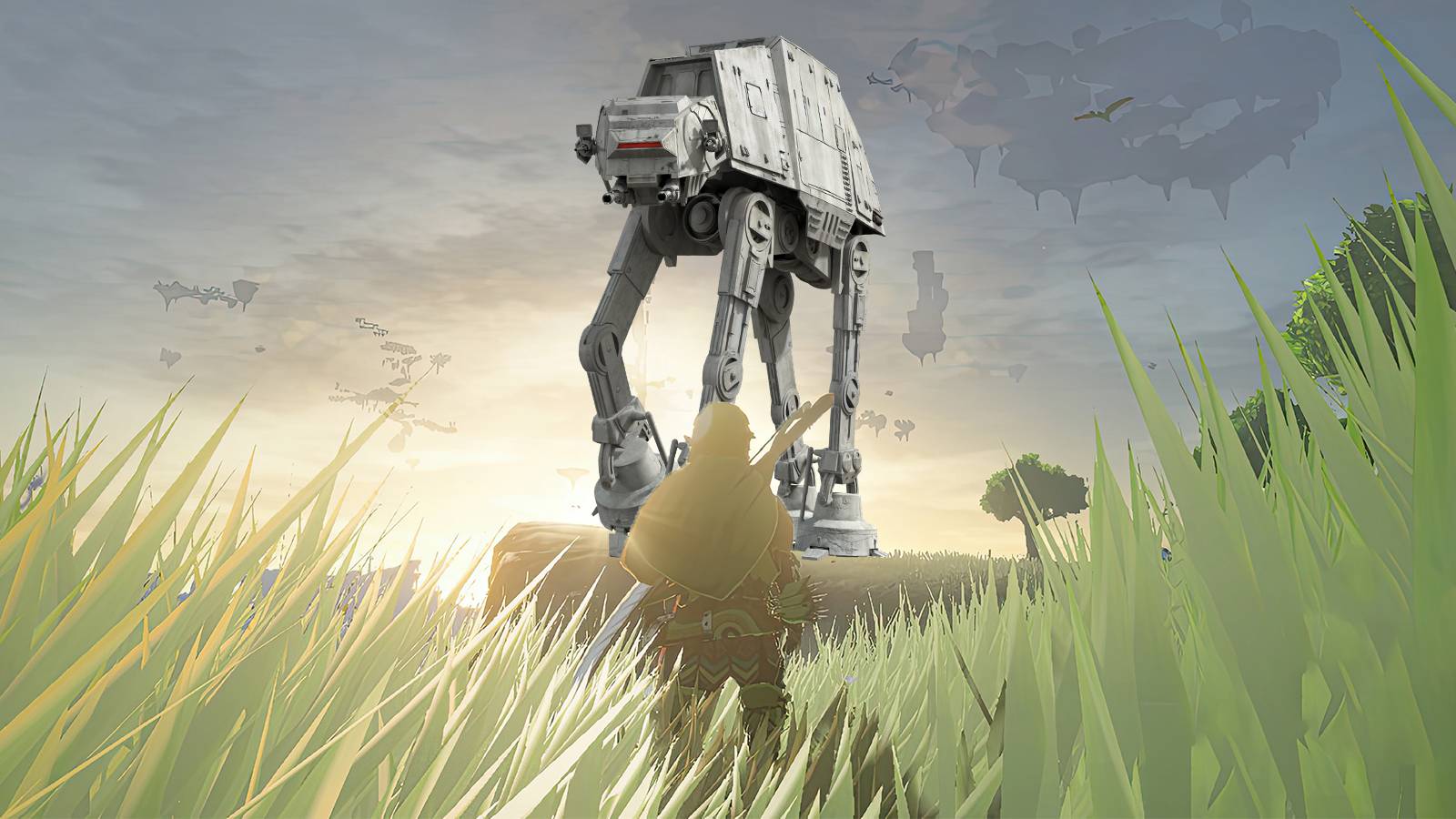 1600x900 Zelda: Tears Of The Kingdom Player Builds AT AT From Star Wars