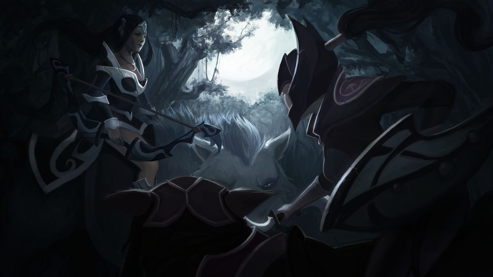 1920x1080 Wallpaper cat, art, beast, dota Luna, Mirana, Princess of the Moon, Moon Rider for mobile and desktop, section игры, resolution 1920x1080