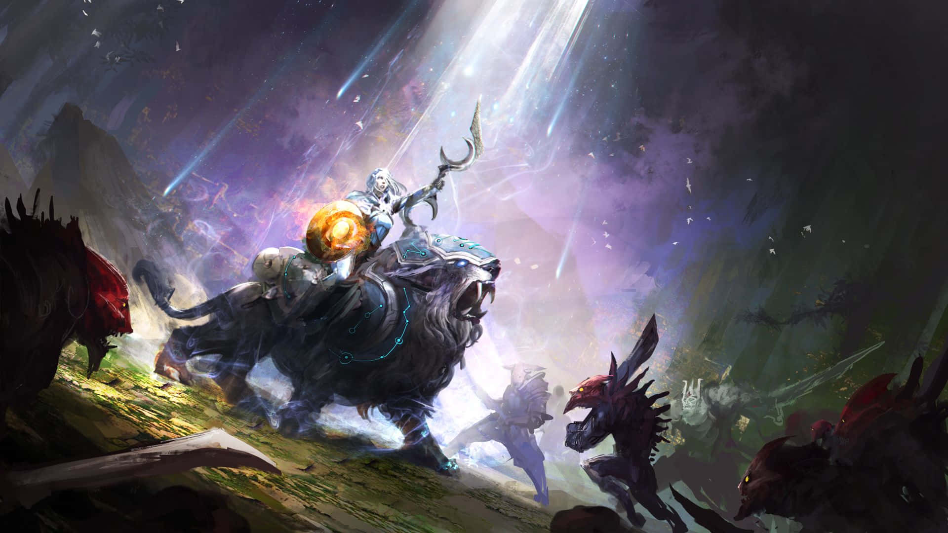 1920x1080 Download Mirana, The Night Themed Archer, Under A Full Moon In Dota 2 Game Wallpaper