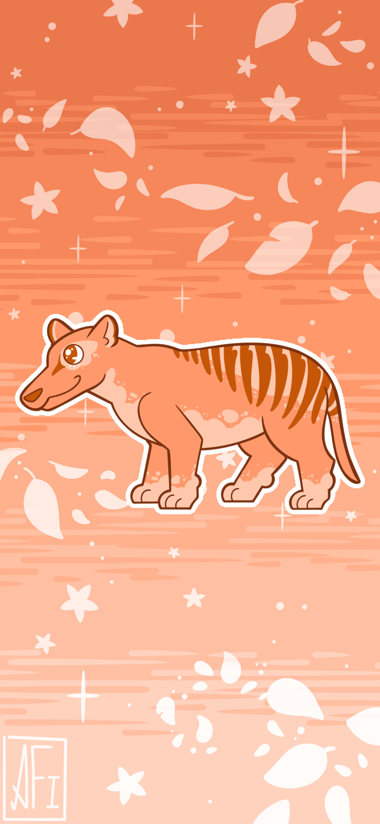 780x1693 Thylacine / Tasmanian Tiger Paleontology Paleo Party Phone Wallpaper's Ko Fi Shop