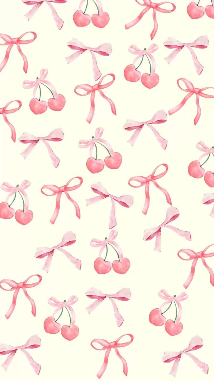 736x1308 pink bow and cherry coquette wallpaper for iphone android hd