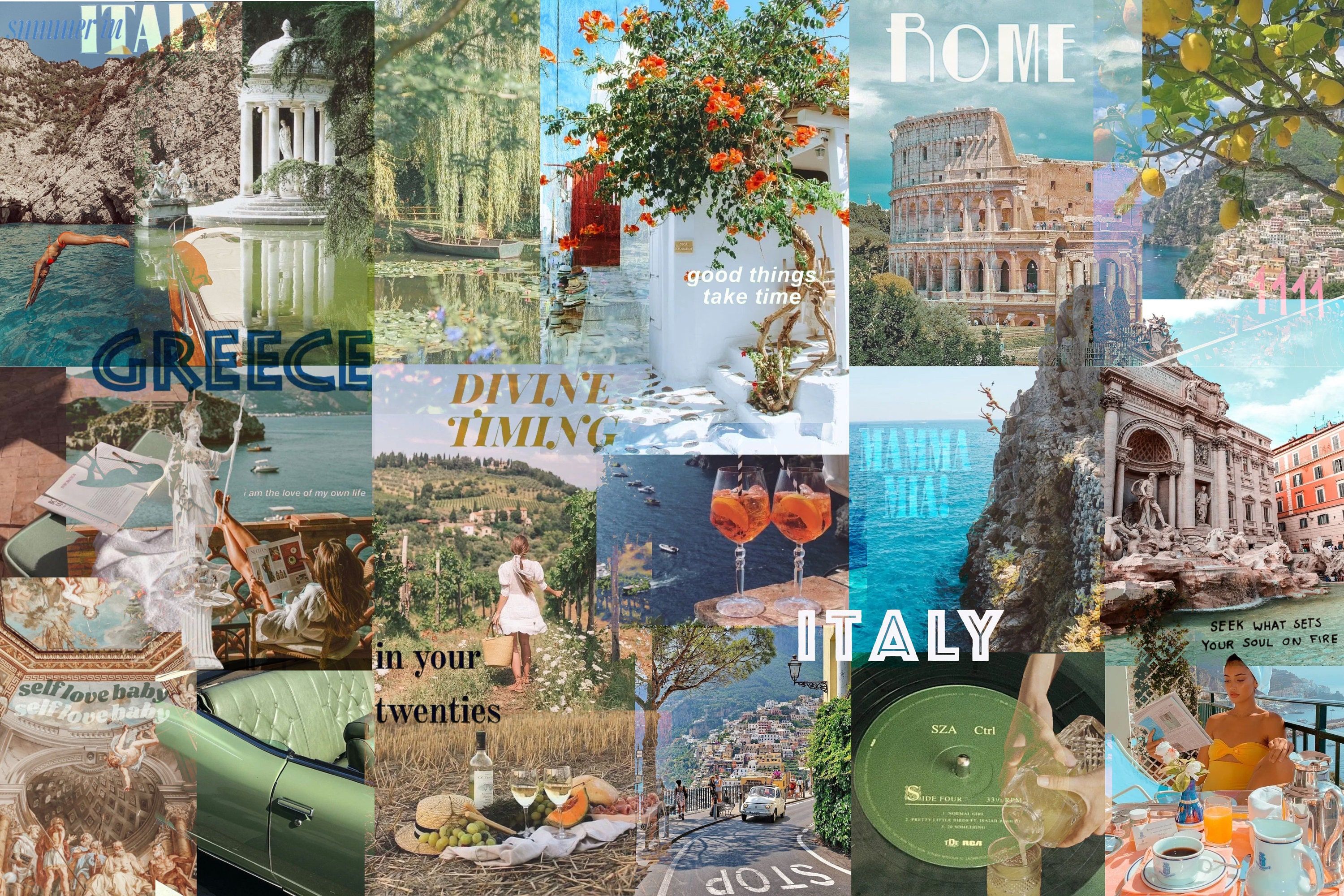 3000x2000 Greece / Italy Collage Digital Print / Desktop Background