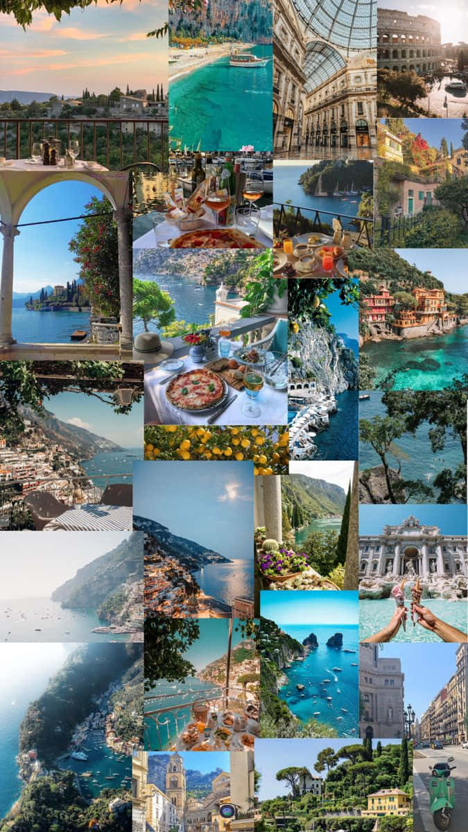 675x1200 Download A Collage Of Picture Of Different Places In Italy Wallpaper