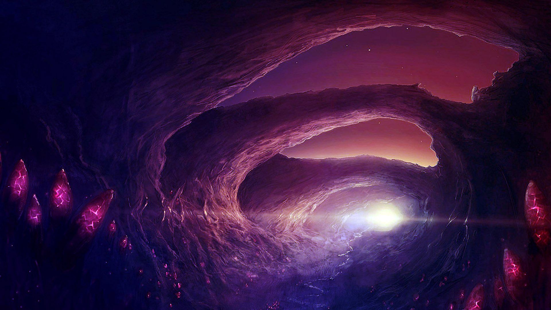 1920x1080 Fantasy Horror Cave Landscape Picture Wallpaper HD / Desktop and Mobile Background