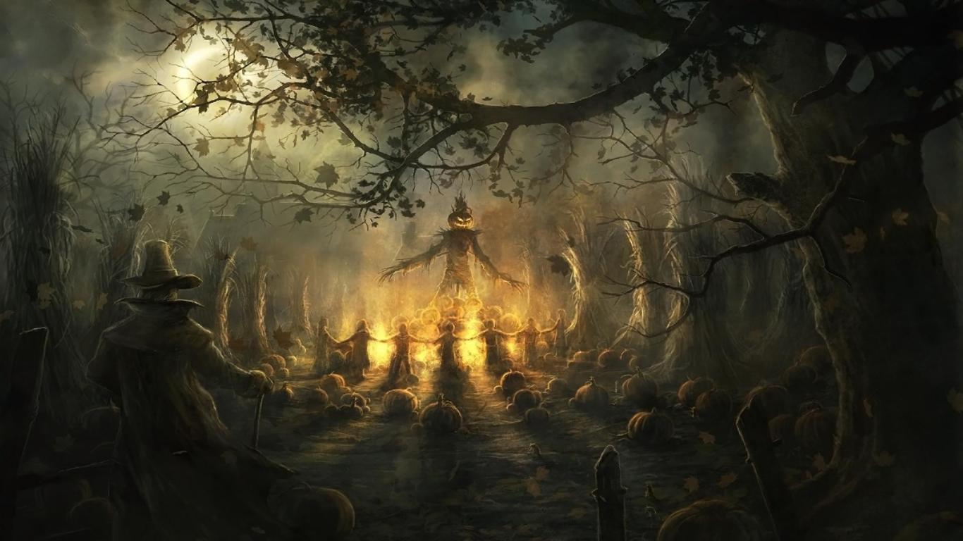 1366x768 Creepy Halloween Background