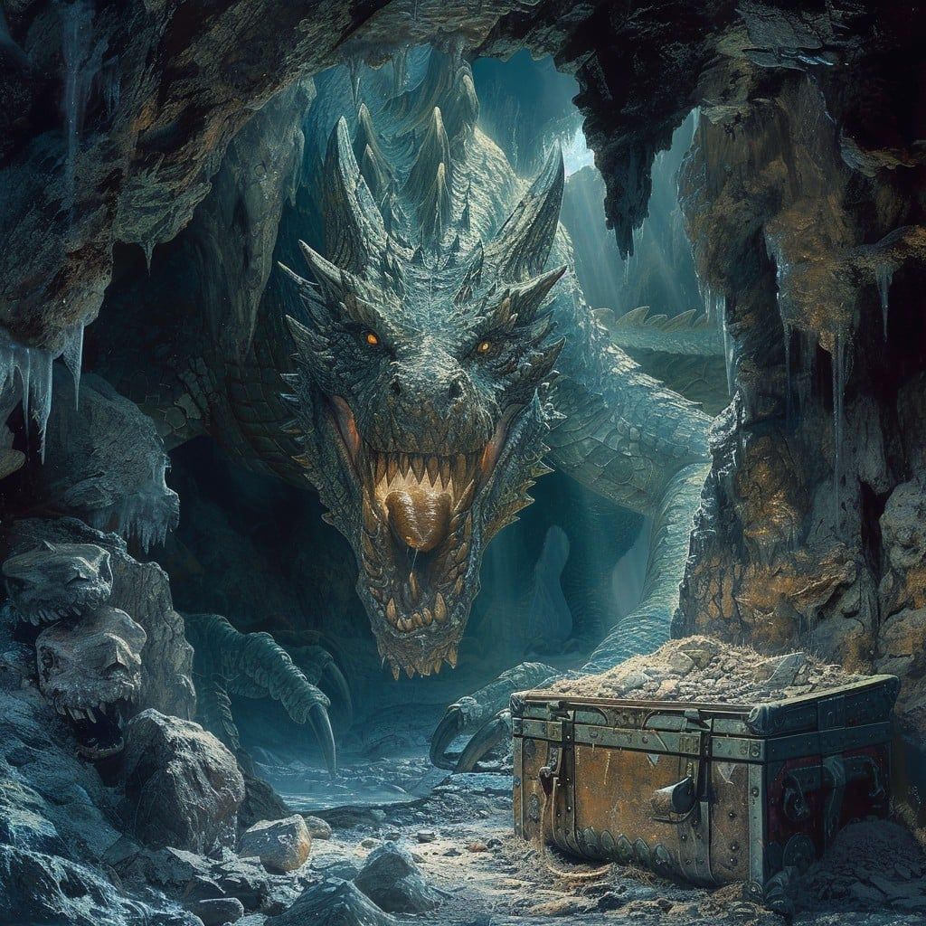 1024x1024 Free Dragon Cave Guardian Image, Cave, Ice
