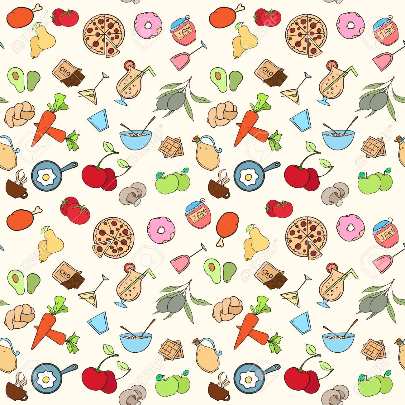 1300x1300 Seamless Food Pattern Can Be Used For Wallpaper, Website Background, Wrapping Paper. Restaurant Bright Pattern. Food Design. Healthy Food Concept. Royalty Free SVG, Clipart, Vectors, and Stock Illustration. Image 61898036