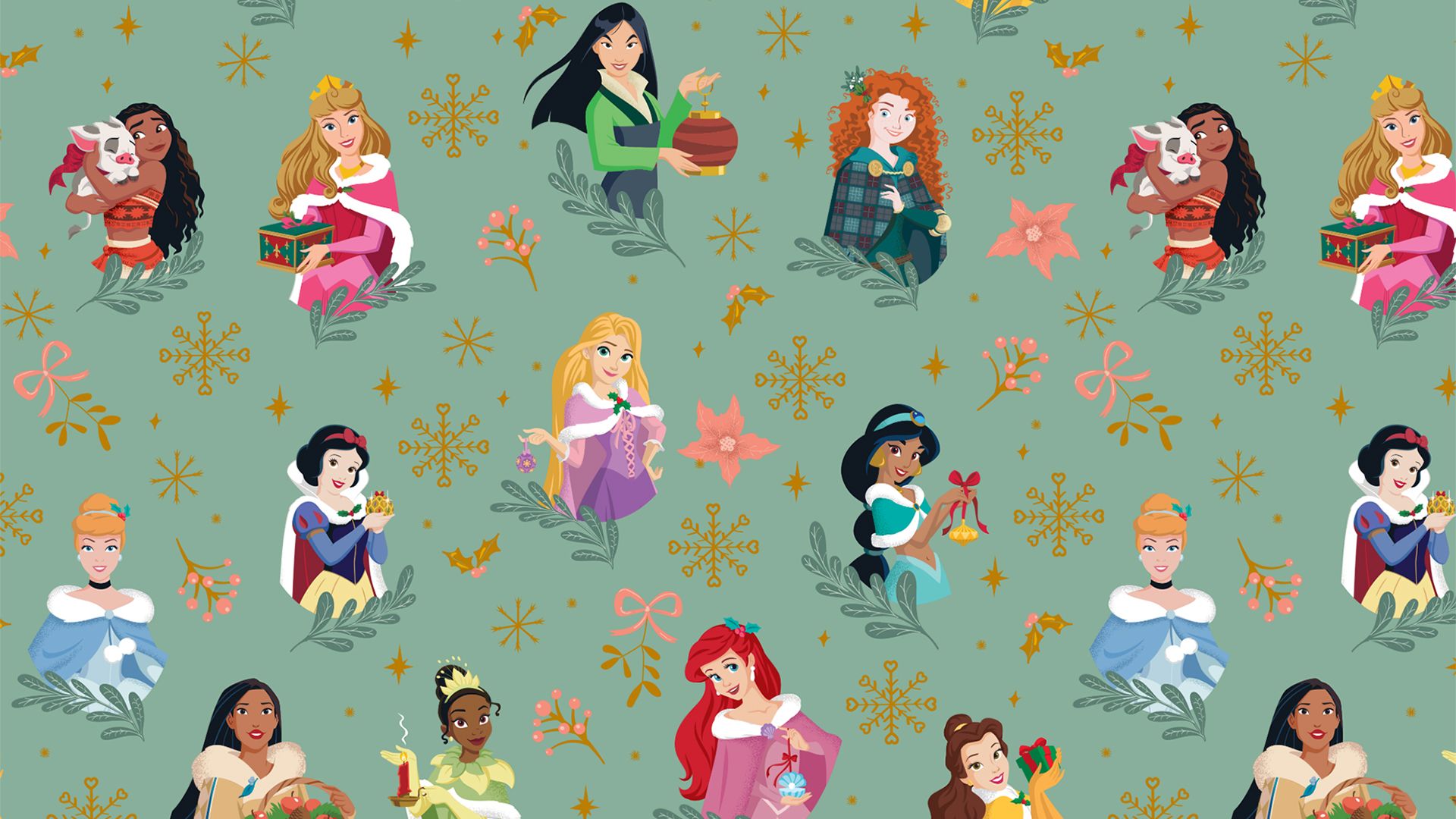 1920x1080 Disney Princess Christmas Wallpaper