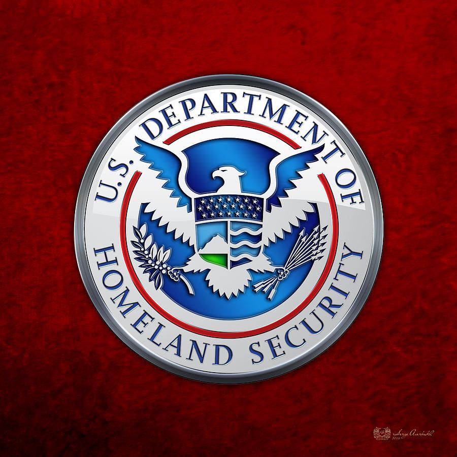 900x900 Department of Homeland Security H S Emblem on Red Velvet