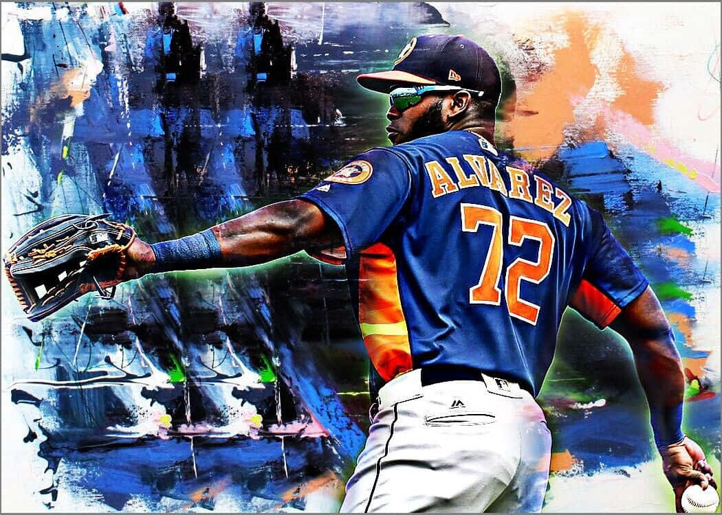 1050x750 Download Yordan Alvarez Artistic Baseball Action Wallpaper