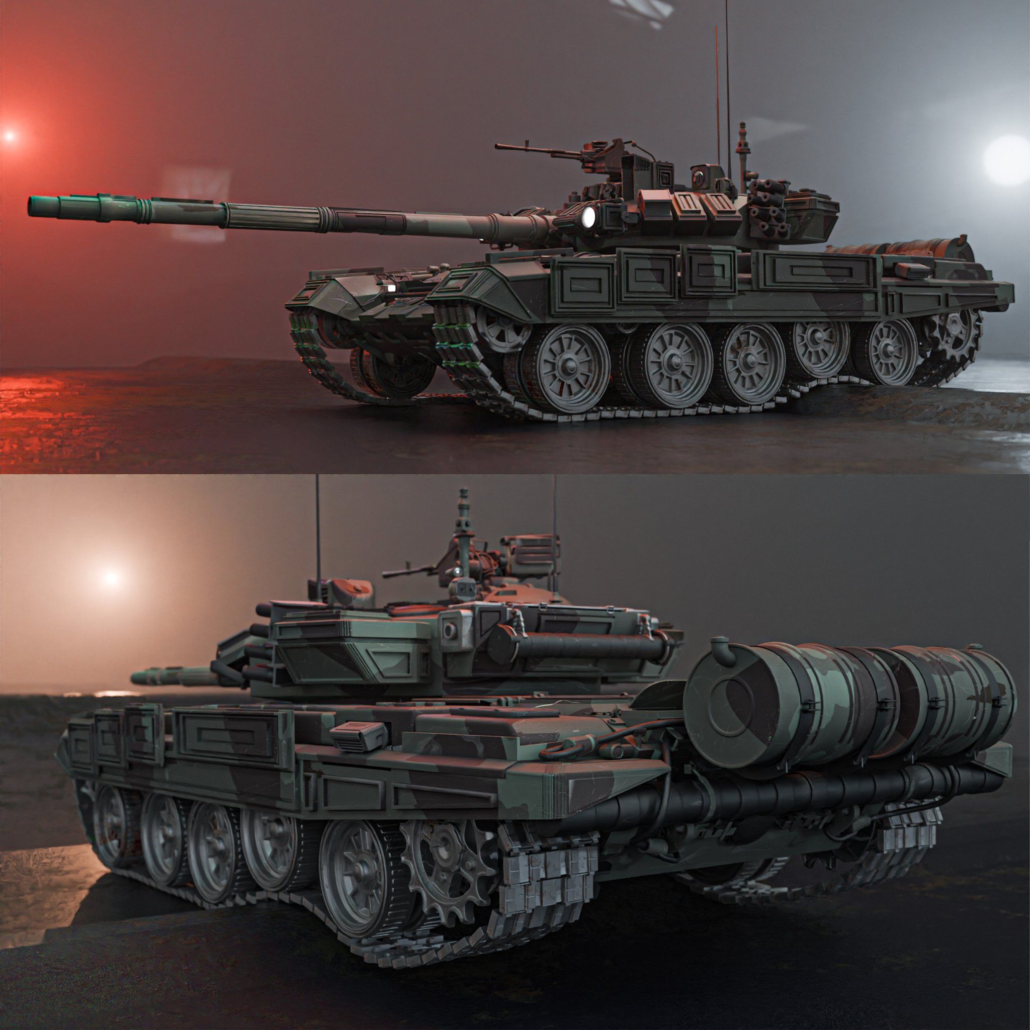 2048x2048 Rigged T 90 TANK. Military Vehicles models