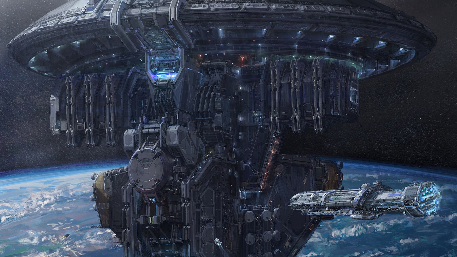 1920x1080 Desktop wallpaper: Space Station, Sci Fi, Space, Spaceship 4K free download for PC. 957934