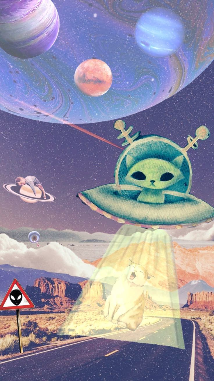 736x1308 alien #space #galaxy #planet #cat #futurism #futuristic