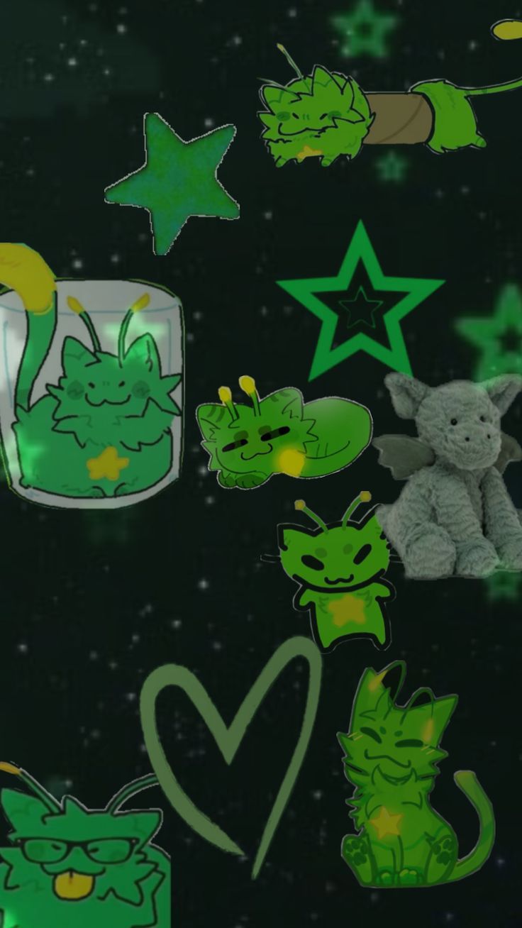 736x1308 Green alien cat thing