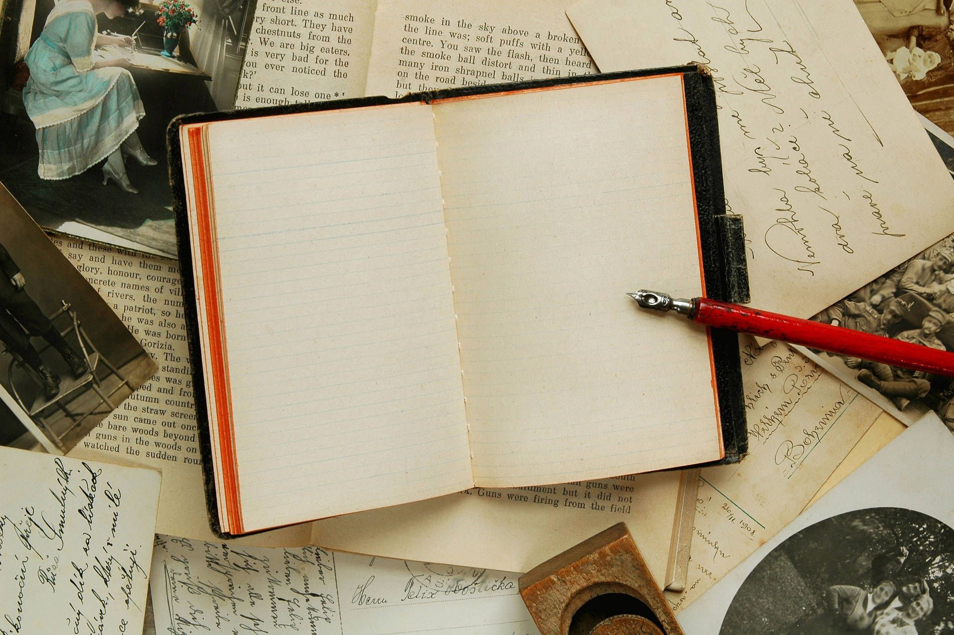 1920x1277 Download Empy Notebook On Paper With Cute Writing Wallpaper