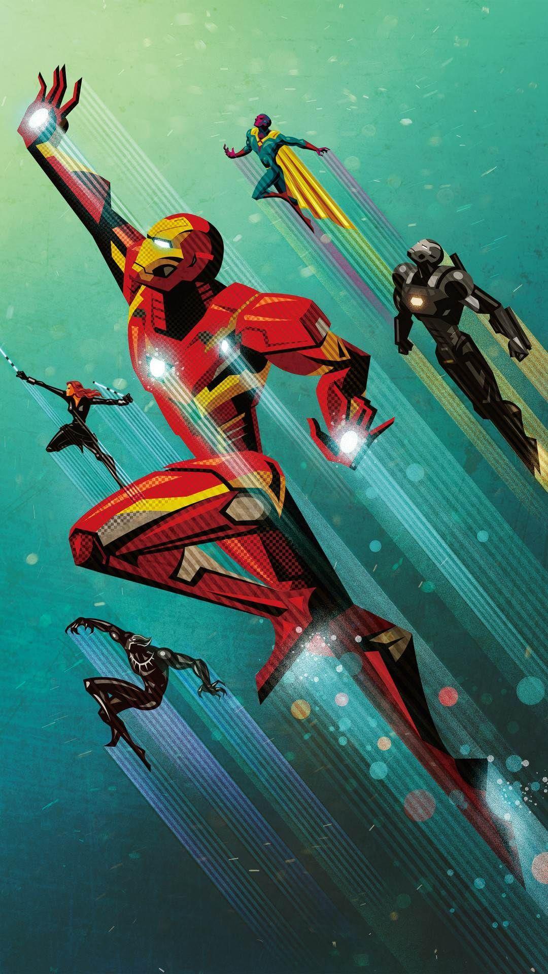 1080x1920 Captain America Civil War Team Iron Man IPhone Wallpaper