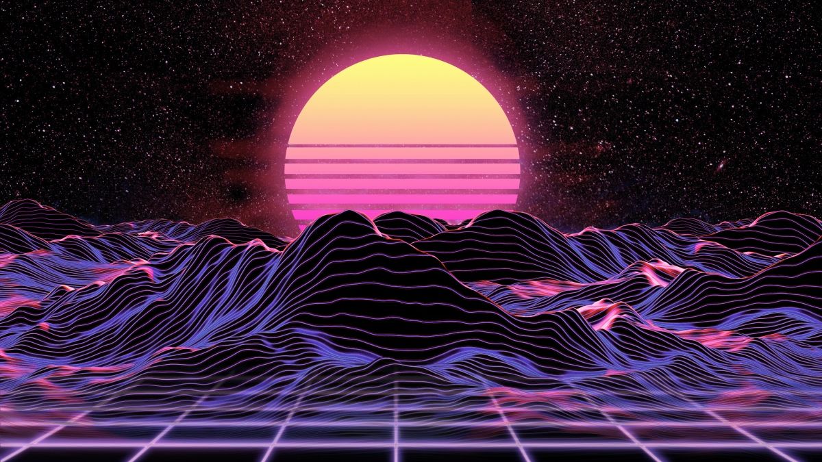 1200x675 Dark Synthwave Mountain Digital Art Y2K Vibes