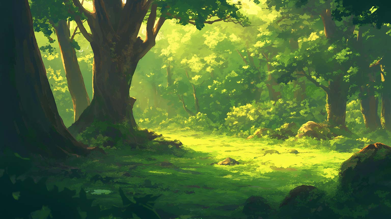 1536x864 Vibrant Forest Scenery Green Desktop Wallpaper