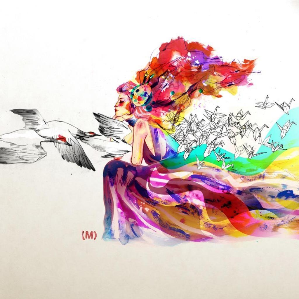 1024x1024 Colorful Goddess iPad Wallpaper. iPad Wallpaper