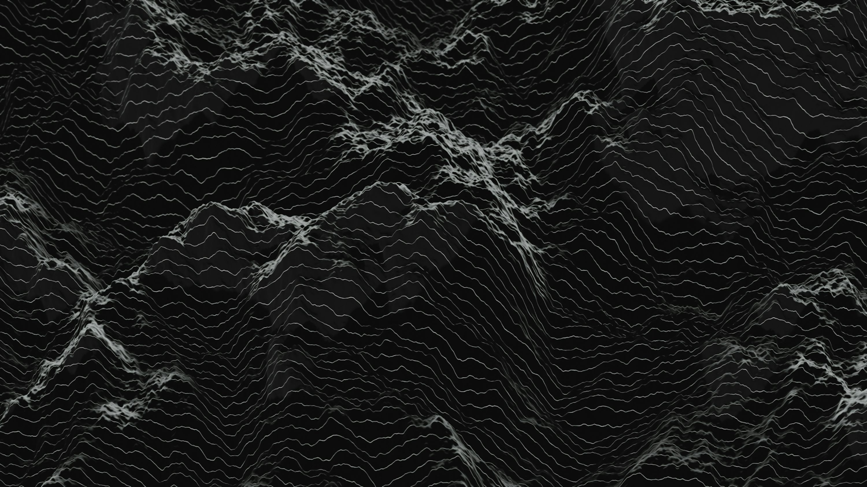 3000x1688 Abstract dark landscape with textured mountain peaks. photo