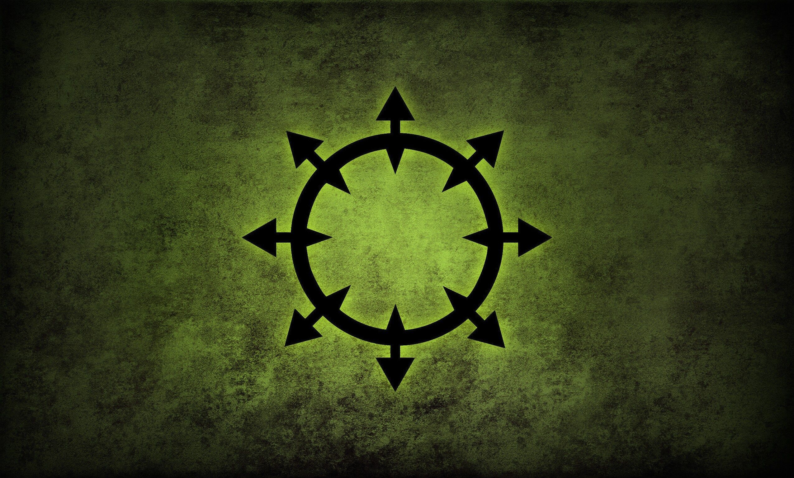 2550x1535 Wallpaper green, logo, Warhammer, chaos, fon for mobile and desktop, section минимализм, resolution 2550x1535