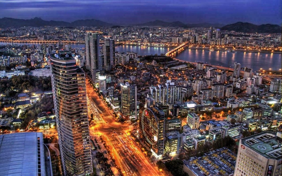 1200x750 SEOUL SOUTH KOREA SKYLINE GLOSSY POSTER PICTURE PHOTO BANNER night view 3763