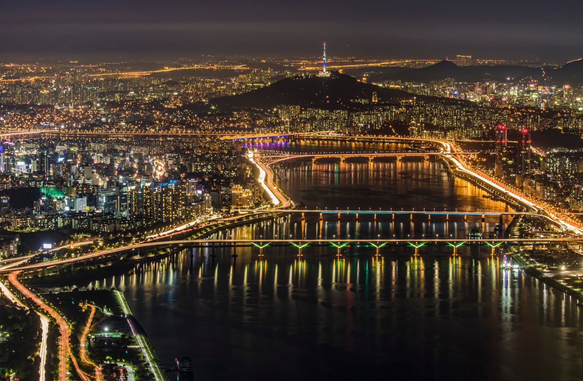 1920x1256 Seoul Cityscape Bridge Reflections 4K Ultra HD Wallpaperx3926