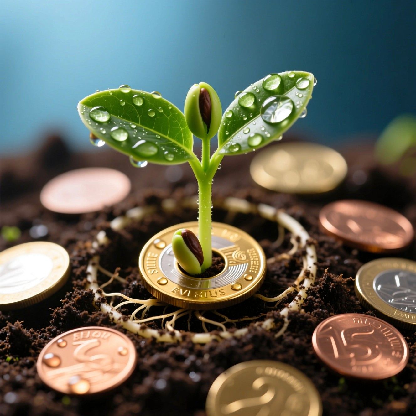 1328x1328 Free Growth on coins Image, Investment, Plant