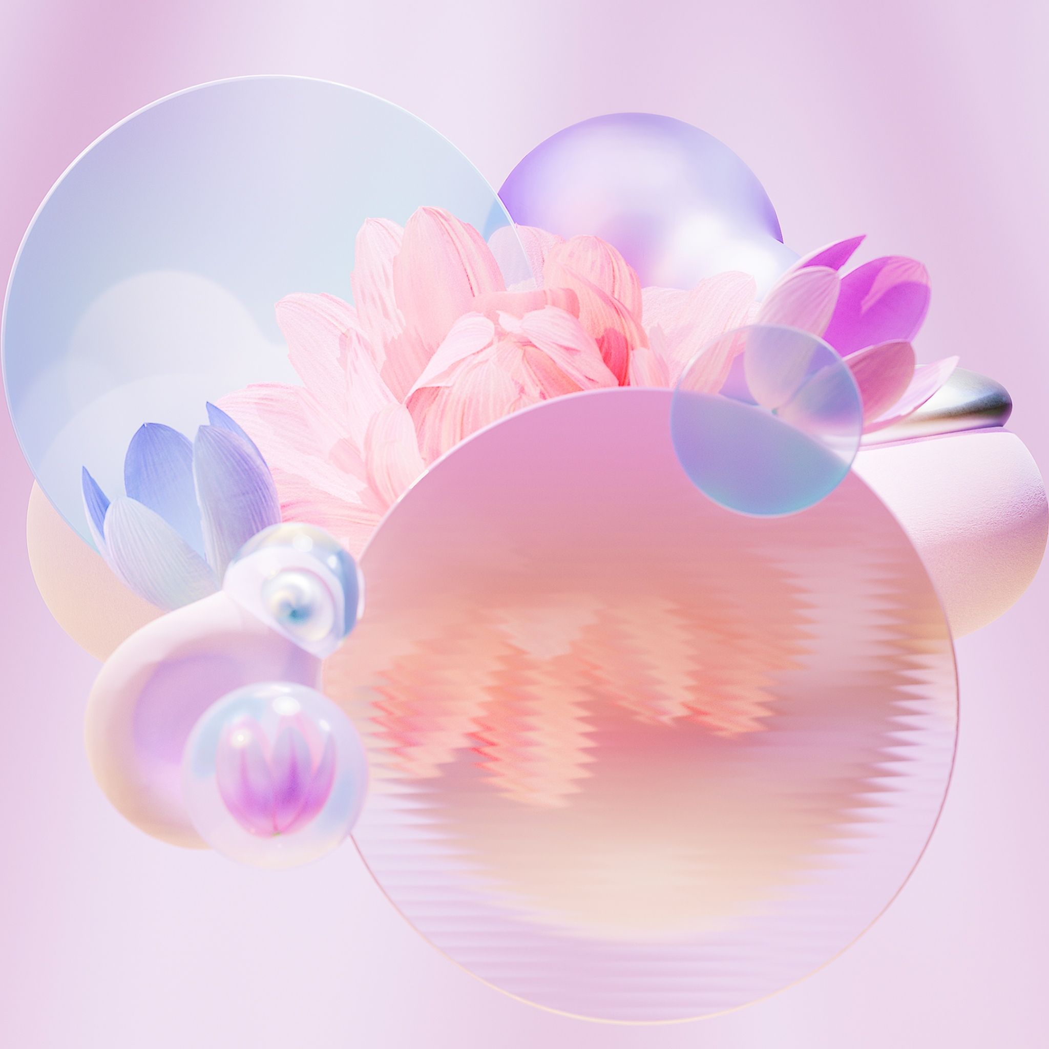 2048x2048 Pastel colors Wallpaper 4K, Floral designs, Pastel pink
