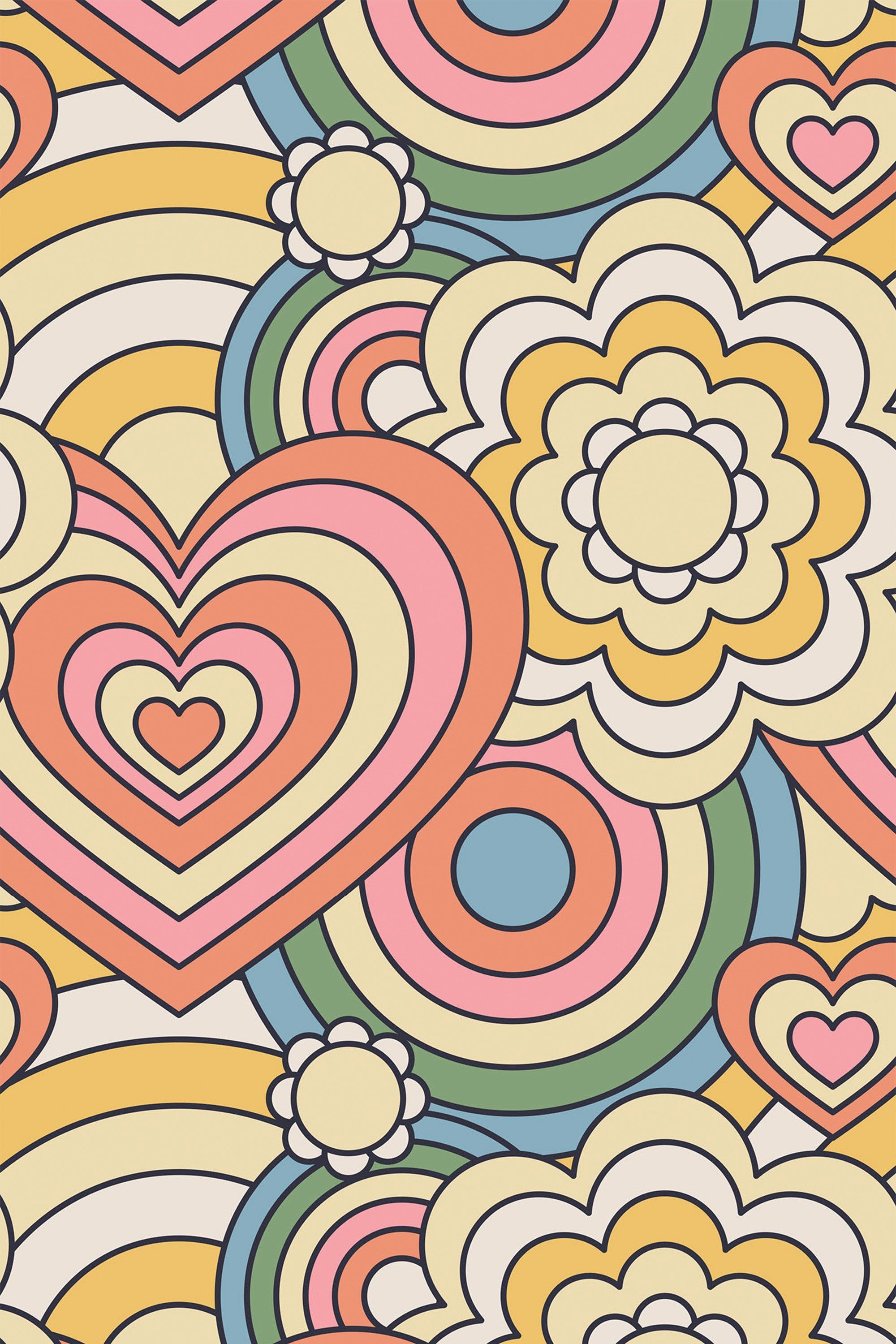 2000x3000 Pastel retro Peel and Stick Removable Wallpaper
